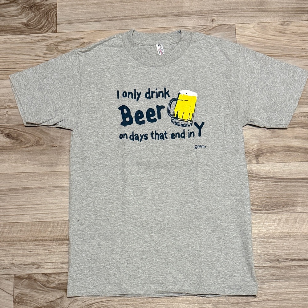 Alstyle Gray Short Sleeve Tee with Beer Graphic